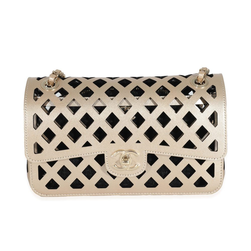 Chanel Gold Leather See Through Single Flap Bag